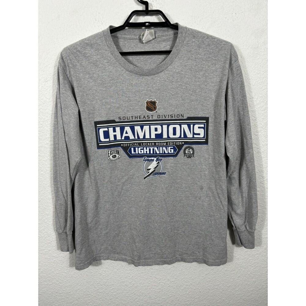 VTG NHL Tampa Bay Lightning T Shirt Size L Gray NHL Southeast Division Champions